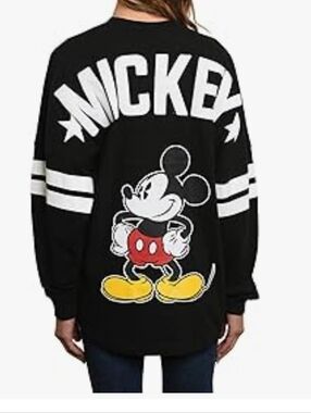 DISNEY MICKEY BLACK AND WHITE VARSITY LONG SLEEVE TEE SHIRT